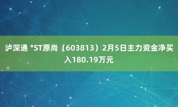 泸深通 *ST原尚（603813）2月5日主力资金净买入180.19万元