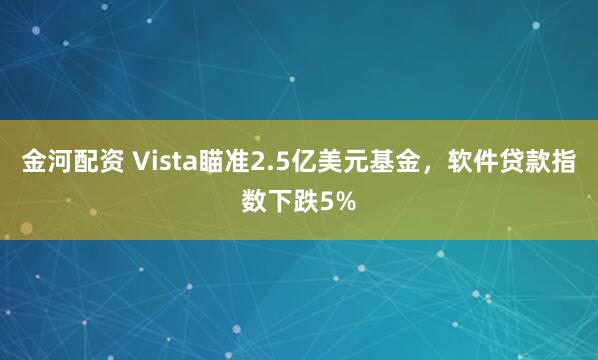 金河配资 Vista瞄准2.5亿美元基金，软件贷款指数下跌5%